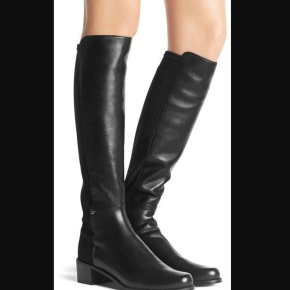 Stuart Weitzman Knee High Black Leather Boots - Picture 1 of 8